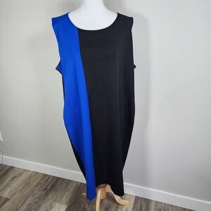 MISOOK Colorblock Dress Womens 3X Sleeveless Career Office Sheath Blue Black 3XL